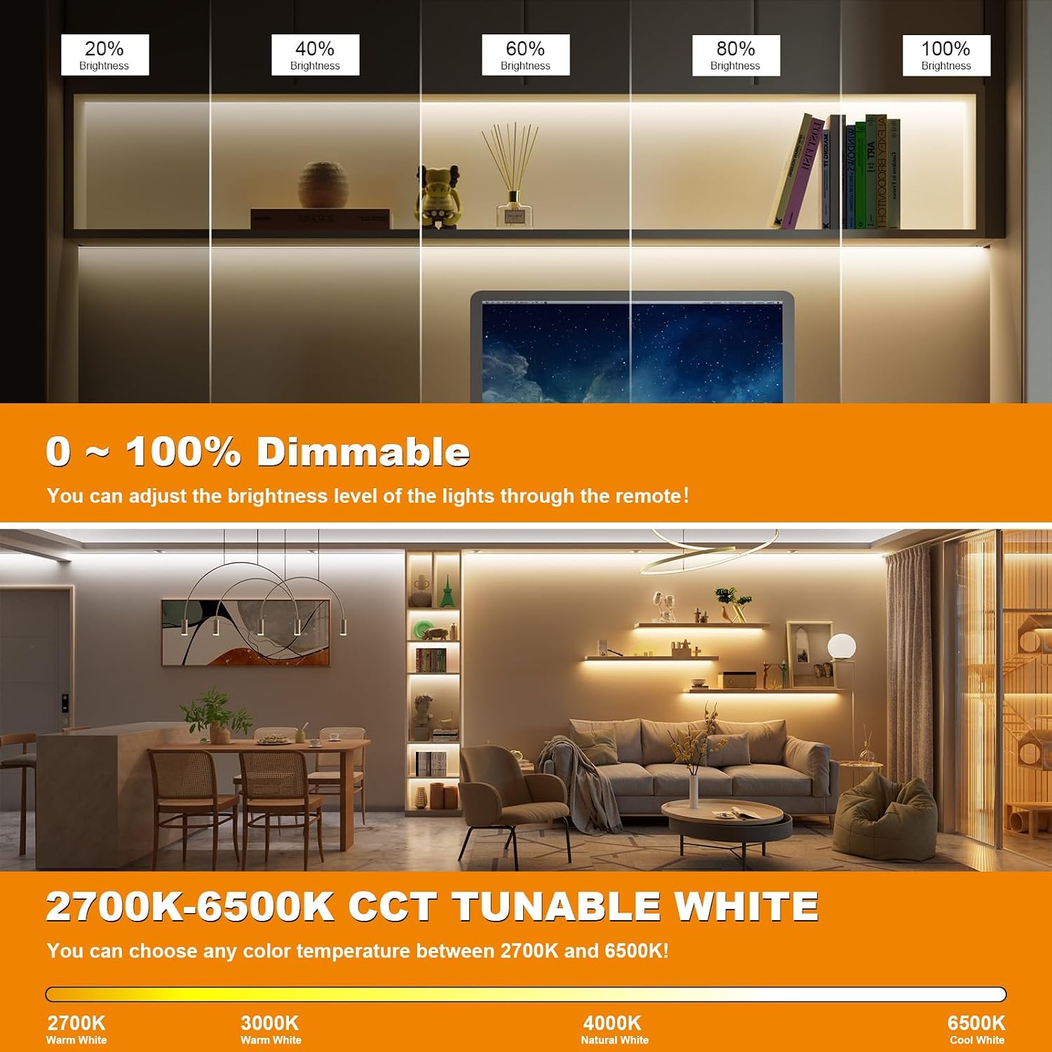 PAUTIX RF Remote Dimmer CCT Tunable COB LED Strip Lights,17-Key Wireless Remote and Controller DC 5-24V for CCT COB LED Tape Lights,Timer Function image 4
