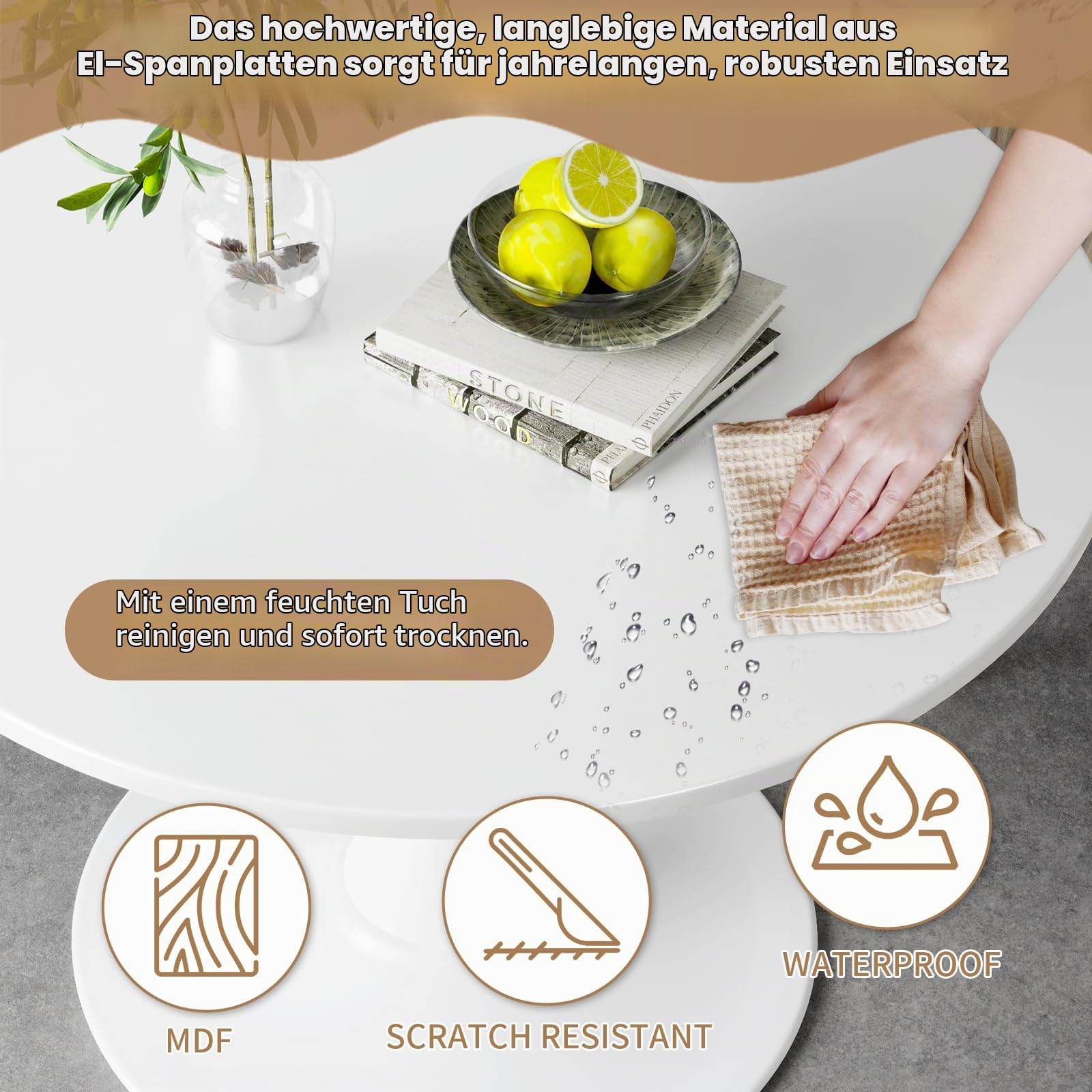 Esstisch Rund, Runder Esstisch Ø 80 cm, Moderner Verhandeln Tisch Küchentisch Esszimmertisch für Küche, Esszimmer, Wohnzimmer und Büro