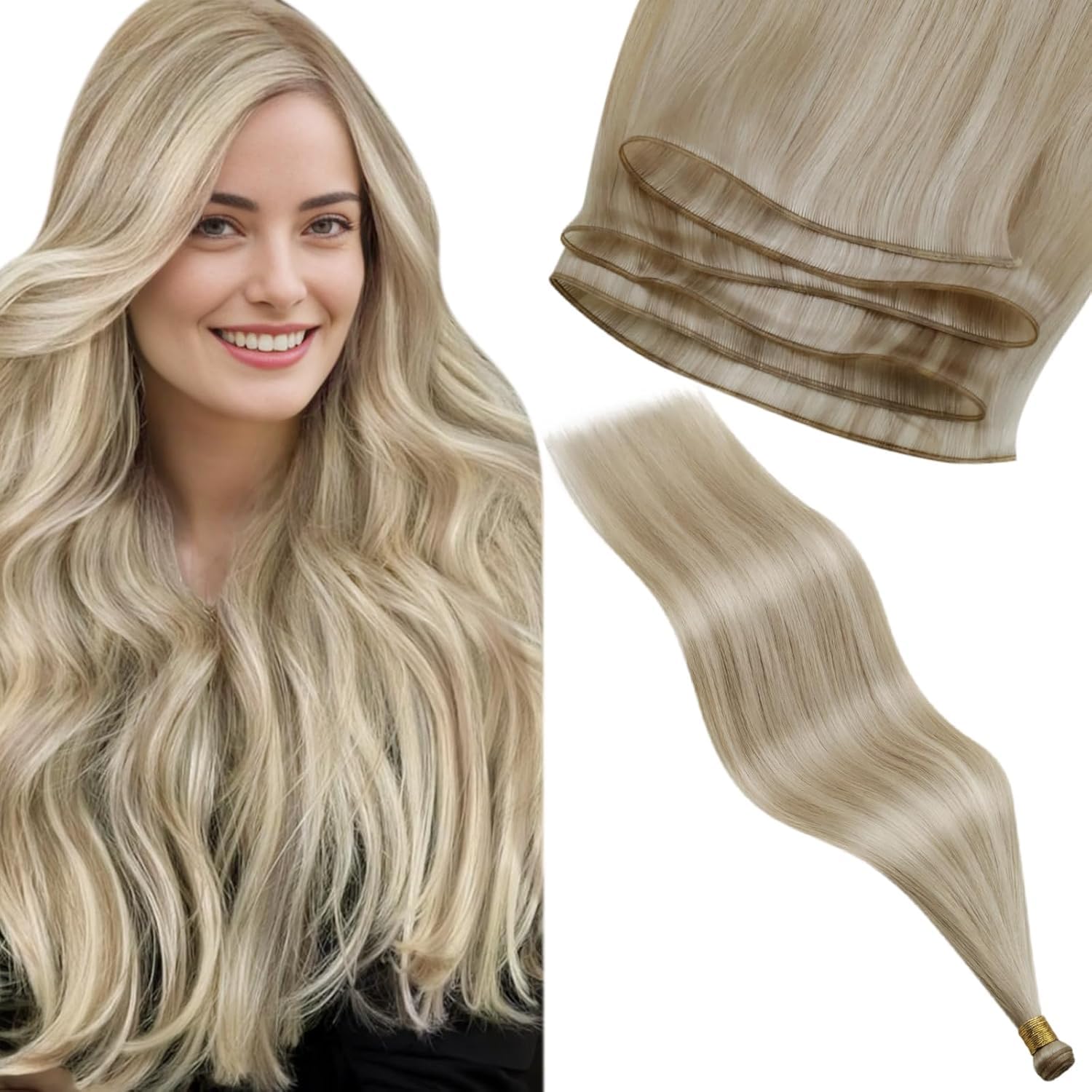 LaaVoo Tressen Echthaar Weft Extensions Echthaar