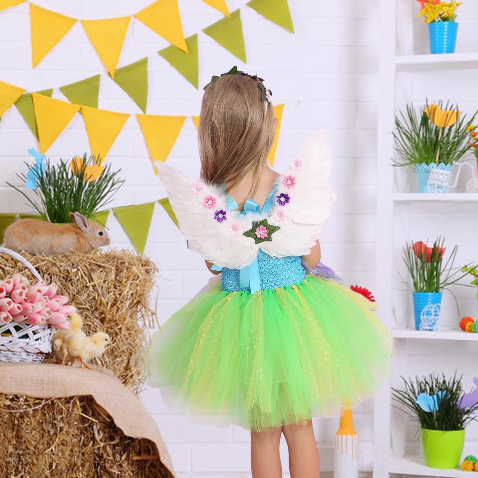 Generico Costume Da Fata Per Bambine Vestito cosplay di Halloween con | Copricapo da Principessa Per Compleanno, Cosplay, Carnevale, Capodanno, Matrimonio, Eventi