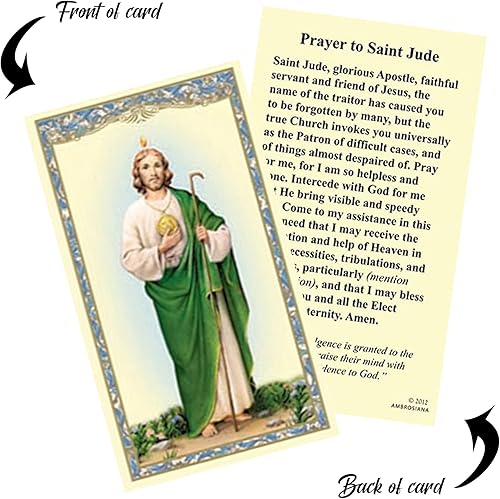 Miniatura 5 de Mini estatua de San Judas (2.5 pulgadas) con tarjeta de oración laminada de San Judas, tarjeta de oración del Señor, figura de estatua de San Judas