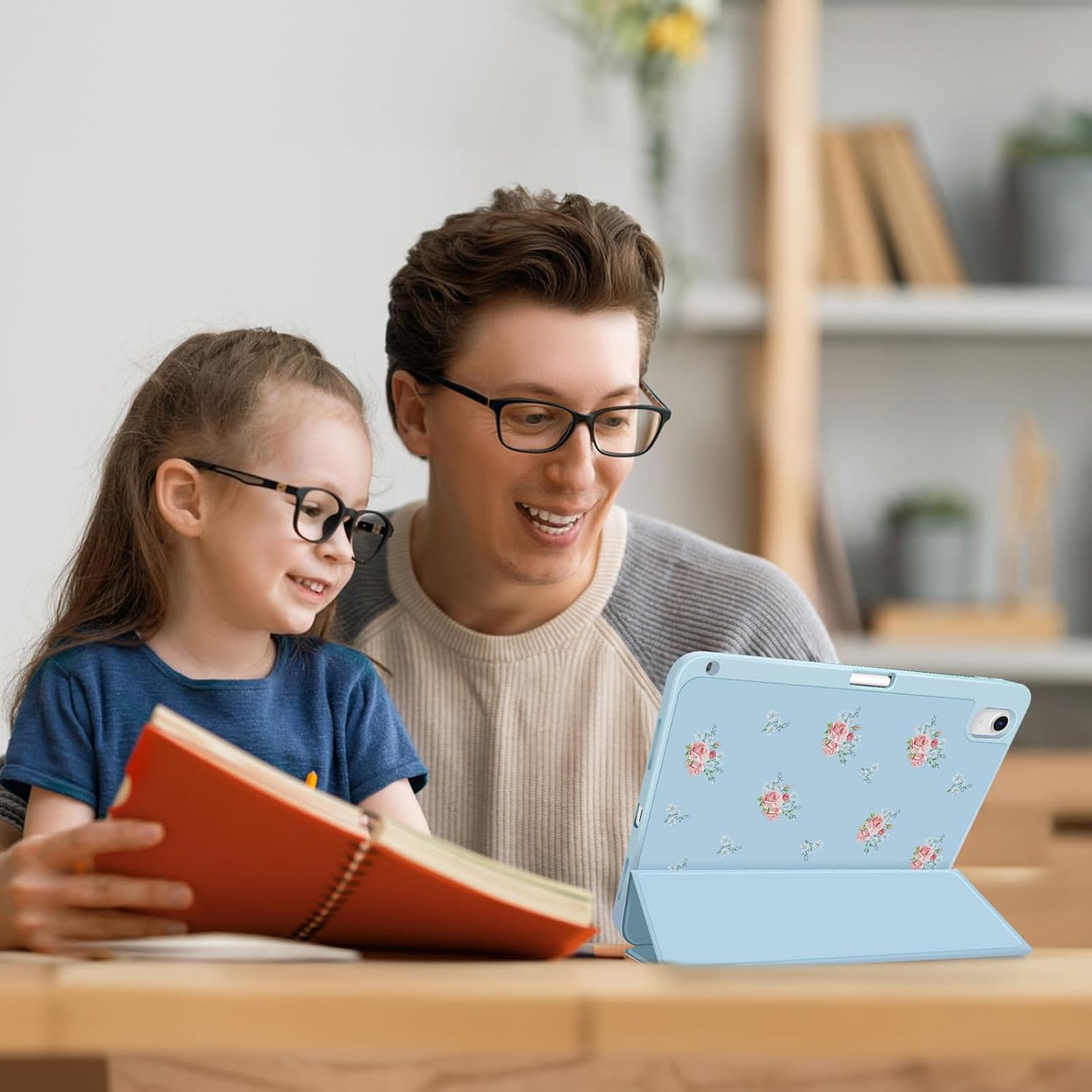 Case Compatible with iPad Air 11 inch M3 2025 / M2 2024, iPad Air 5th 2022 / 4th Generation 10.9 Inch 2020, Shockproof Hybrid Slim Stand Smart Cover with Pencil Holder, Auto Sleep/Wake,Z006
