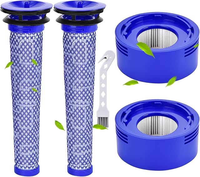 Rebirthcare Filter Replacement for Dyson V7 V8 SV10 Animal Absolute Motorhead Extra Cordless Vacuum Cleaner, V7 V8 Plus HEPA Filters Replace Pre-Filter Parts # DY-96566101 & Post-Filter DY-96747801