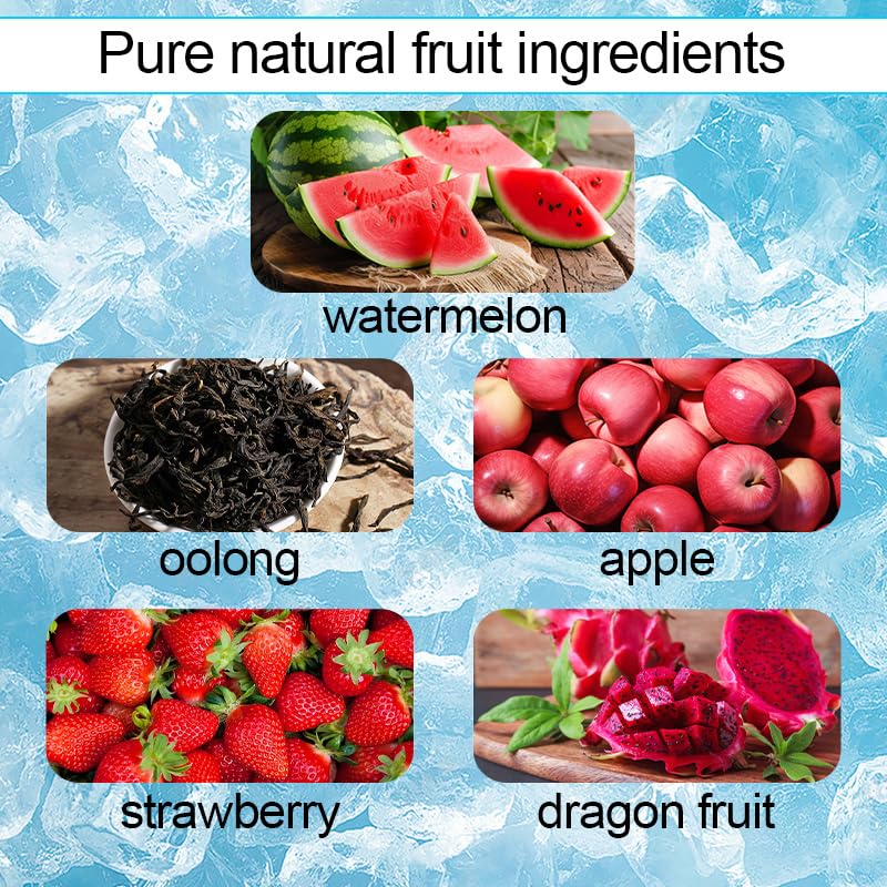 Cold Brew Watermelon Oolong Tea Bags with Glass Jar, 2-Pack (20 Tea Bags) | Brews Fast in Cold Water, Naturally Sweet Flavor with Dragon Fruit & Strawberry | No Sugar Added