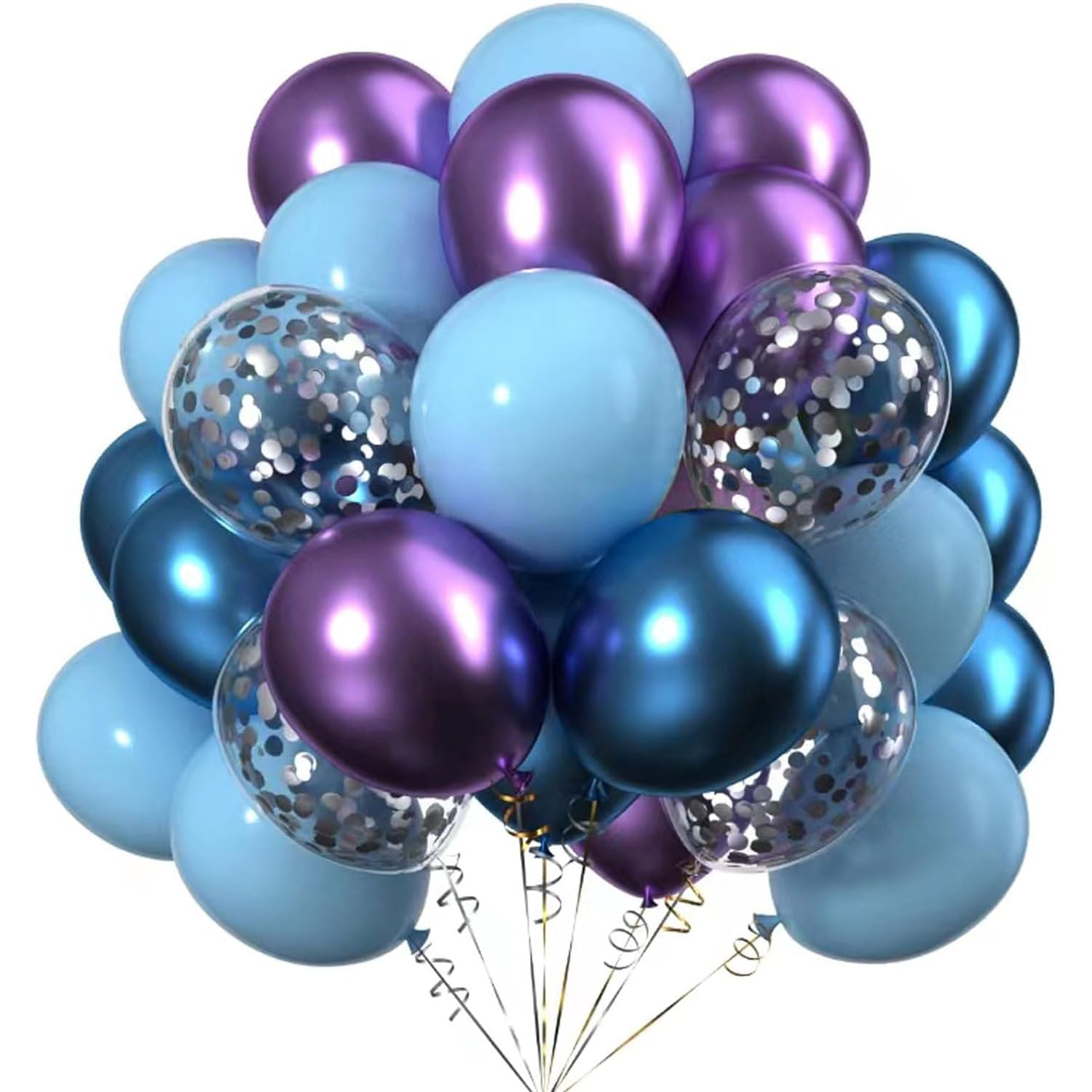 50pcs Blue and Purple Metallic Balloons 12 inch Helium Latex Balloons Suitable for Festivals Carnival and Parties