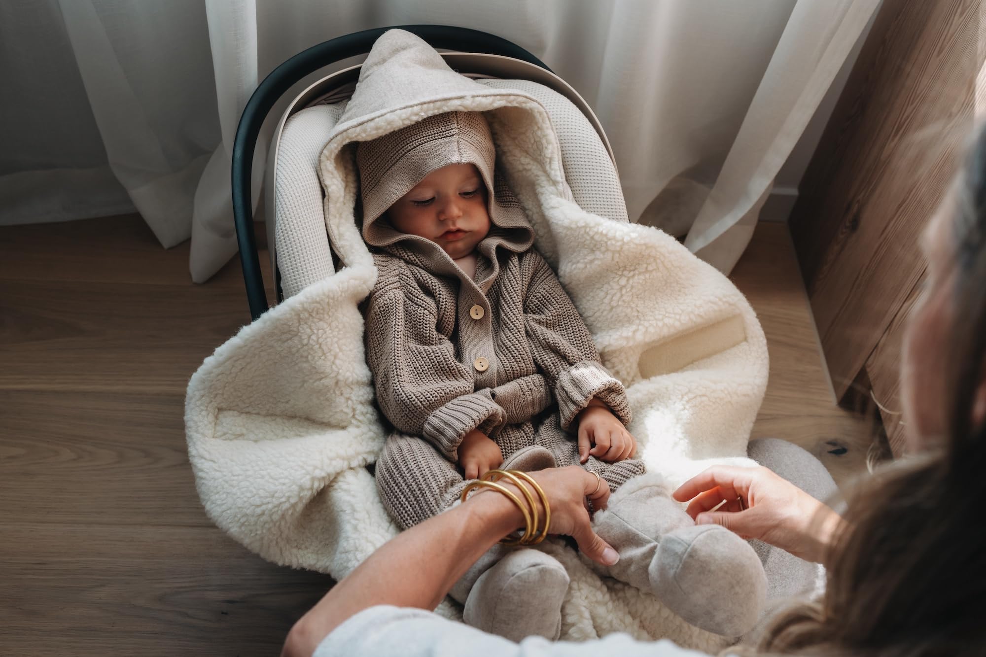 Oh!Possum Einschlagdecke Koala X-Large & Windel Blaubaer I Kuschelige Babydecke aus hochwertiger Schurwolle I Wärmende Wickeldecke für Neugeborene Kleinkinder I für Autositz, Kinderwagen & Zuhause