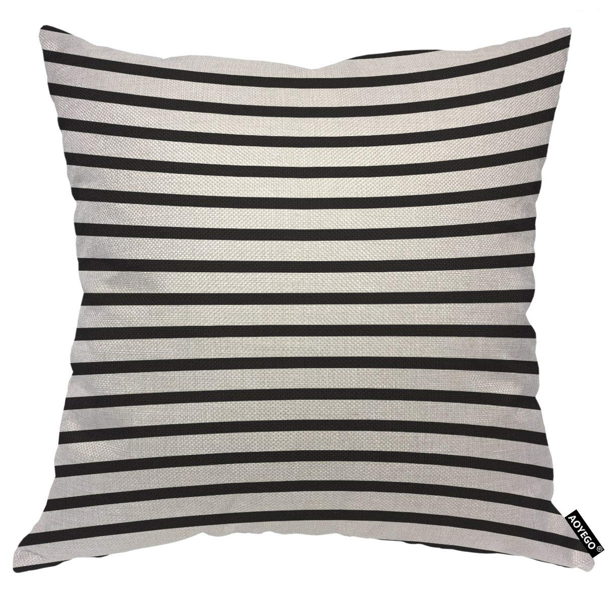 AOYEGO Black and White Stripes Throw Pillow Cover Artistic Streaks Backdrop Classic Endless Lines Pattern Pillow Case 18x18 Inch Decorative Men Women Room Cushion Cover for Home Couch Bed