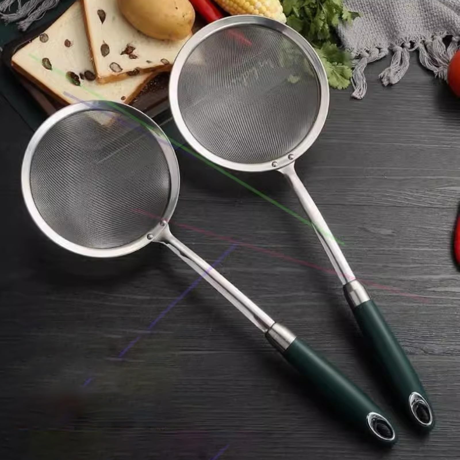 Sieb und Sieb Set, Edelstahl 4-teiliges Set, Edelstahl Küchensieb 12/14/16/18cm, zum Abseihen oder Abtropfen