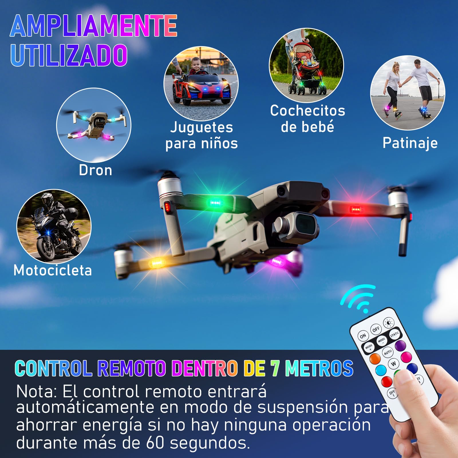 6 luces estroboscópicas LED inalámbricas con control remoto, actualizadas a 350 mAh USB