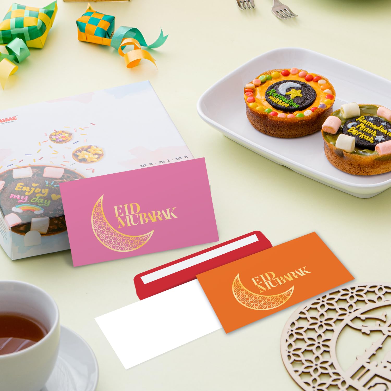 Giftinghouse Eid Cards Multipack with Money Envelopes Pack of 12, Gold Foil Eid Mubarak Cards - Image 2