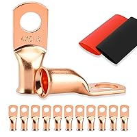 Vista 23 de 8 piezas de extremos de cable de batería, conectores de alambre calibre 1/0, lengüetas de alambre de cobre 1/2, ojales de cobre desnudo con tubo