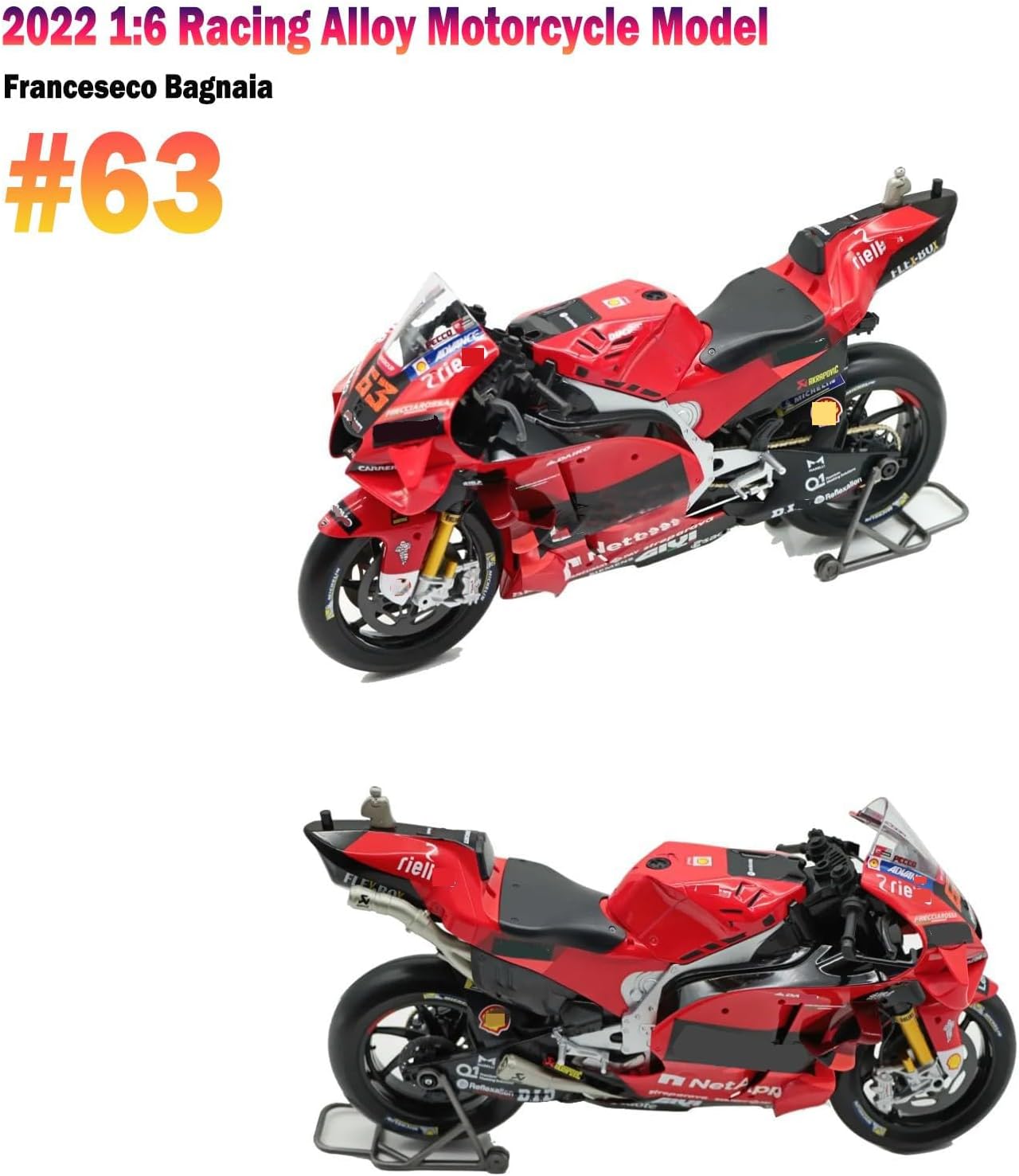 HTLNUZD 1:6 2022 Racing Motorcycle Car Model #63 Team Alloy Die Cast Adult Collection Decoration Gift