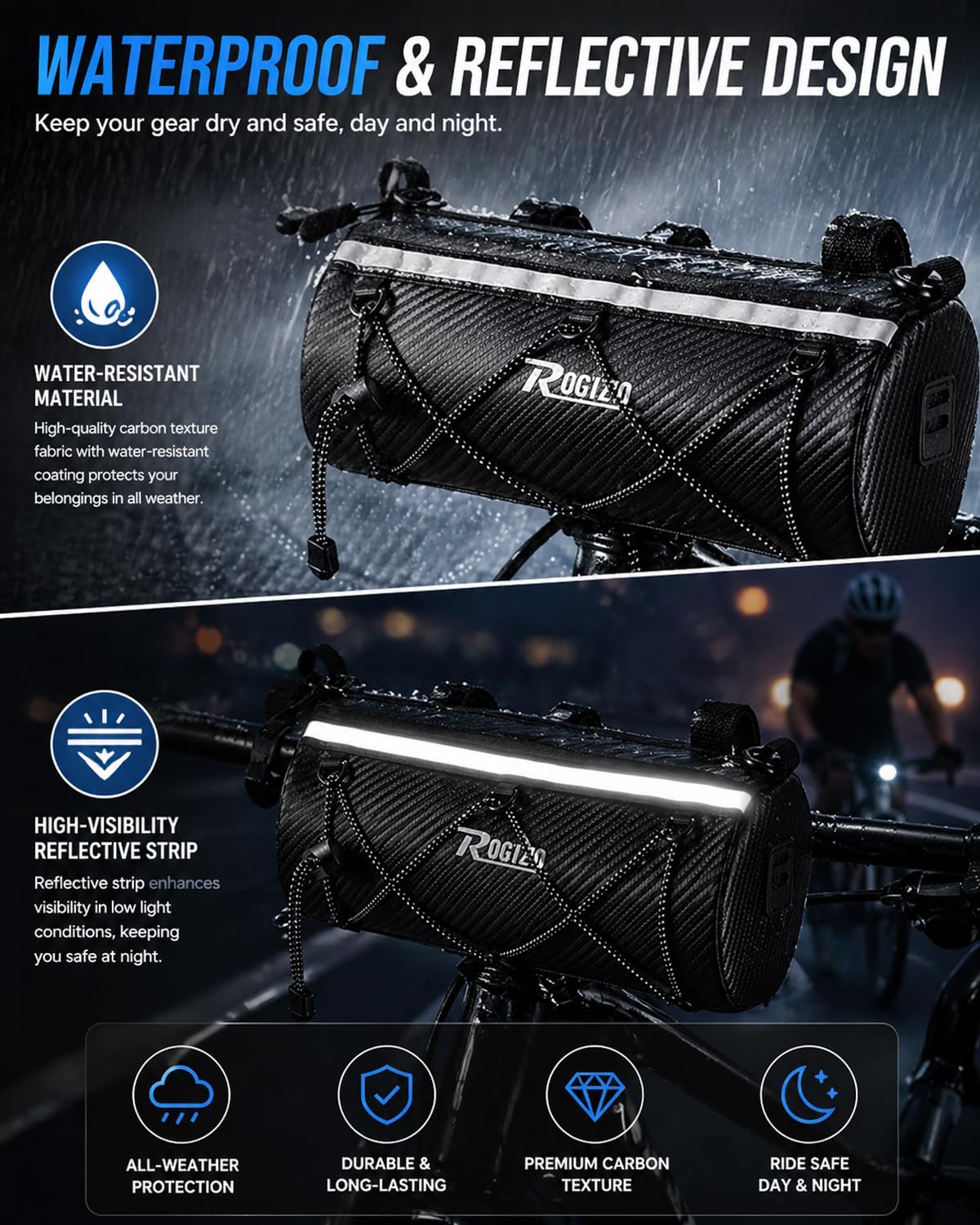 Borsa da manubrio a rullo per bicicletta con tracolla, Borsa Telaio Bici Impermeabile, un accessorio da ciclismo professionale per bici da strada, da città e mountain bike