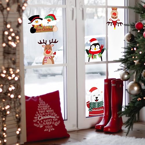 Miniatura 6 de CCINEE 352 calcomanías de Navidad para ventana copos de nieve Papá Noel reno muñeco de nieve Navidad para Navidad decoración de fiestas suministros