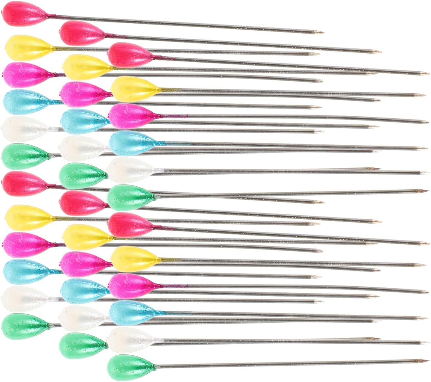 50pcs Sewing Locating Pins for Fabric with Colored Glass Pearl Heads, 5.5-inch Straight Head Pins for DIY Corsage, Bouquet, and Sewing Projects