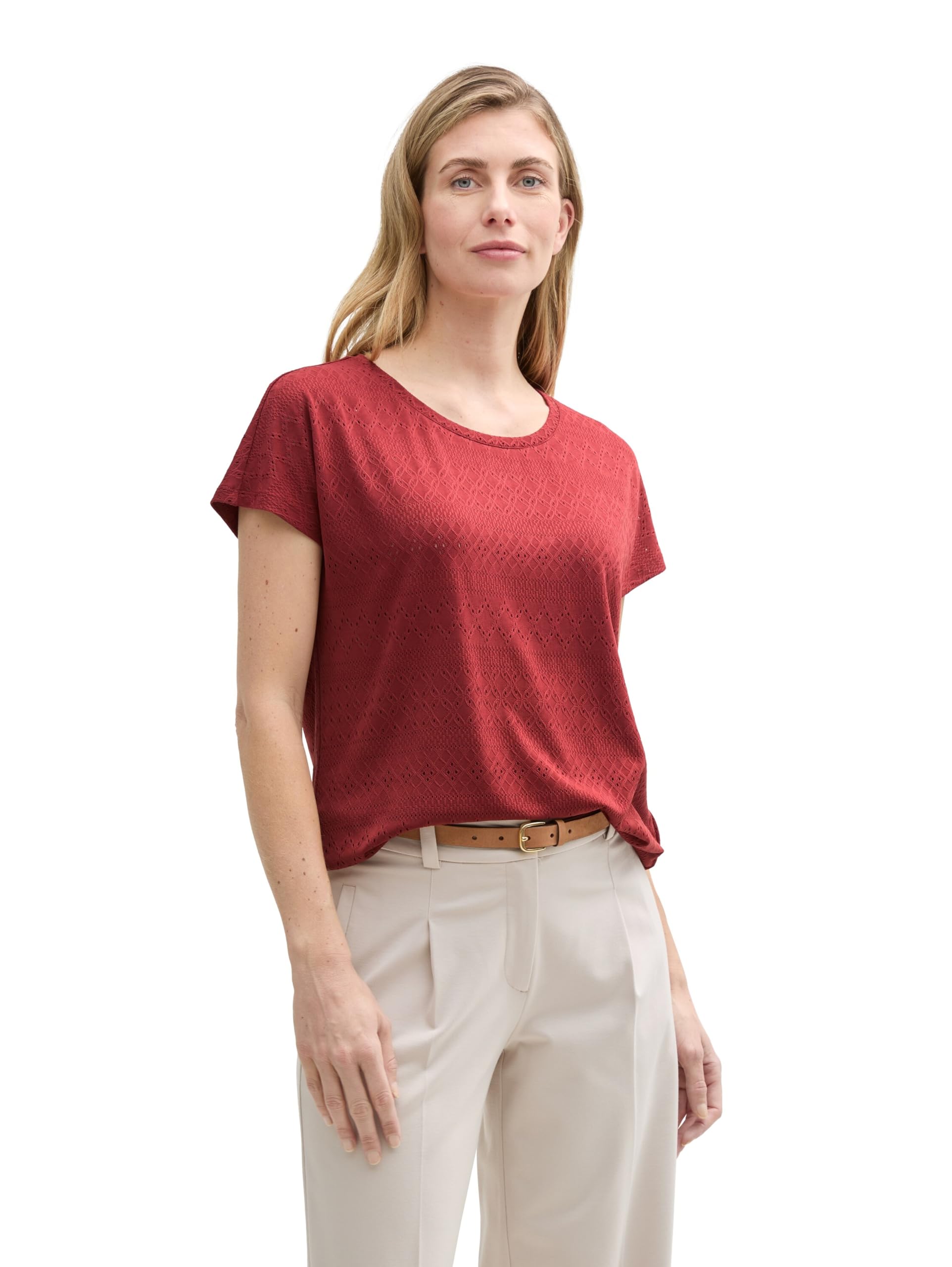 Tom Tailor Damen Loose Fit Ajour T-Shirt