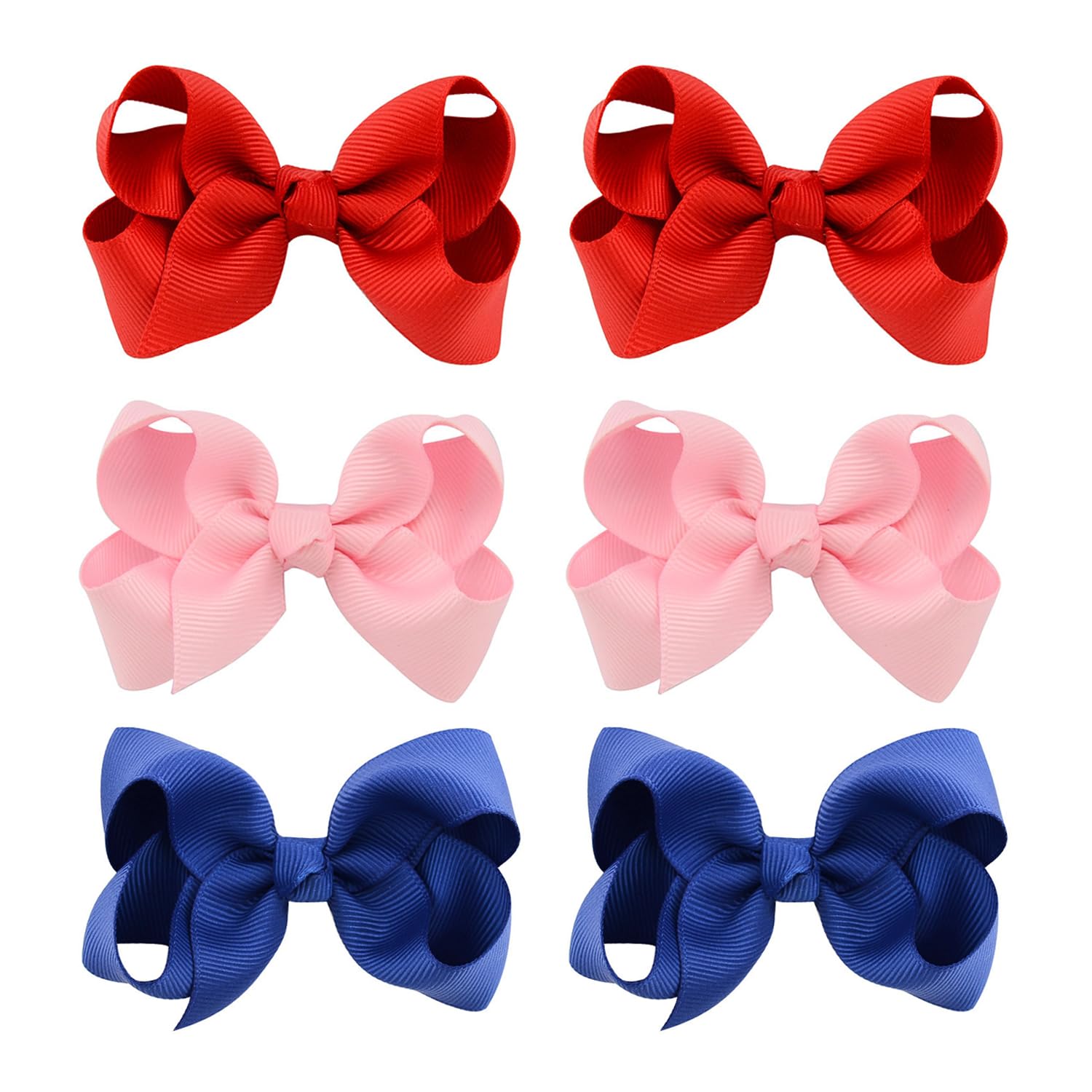 Ubsiuh Girls Pink 6 Solid Color Bows, Sweet Hair Accessories For Children, Non-Slip Alligator Clips, Suitable For ' Party Dress-Up.