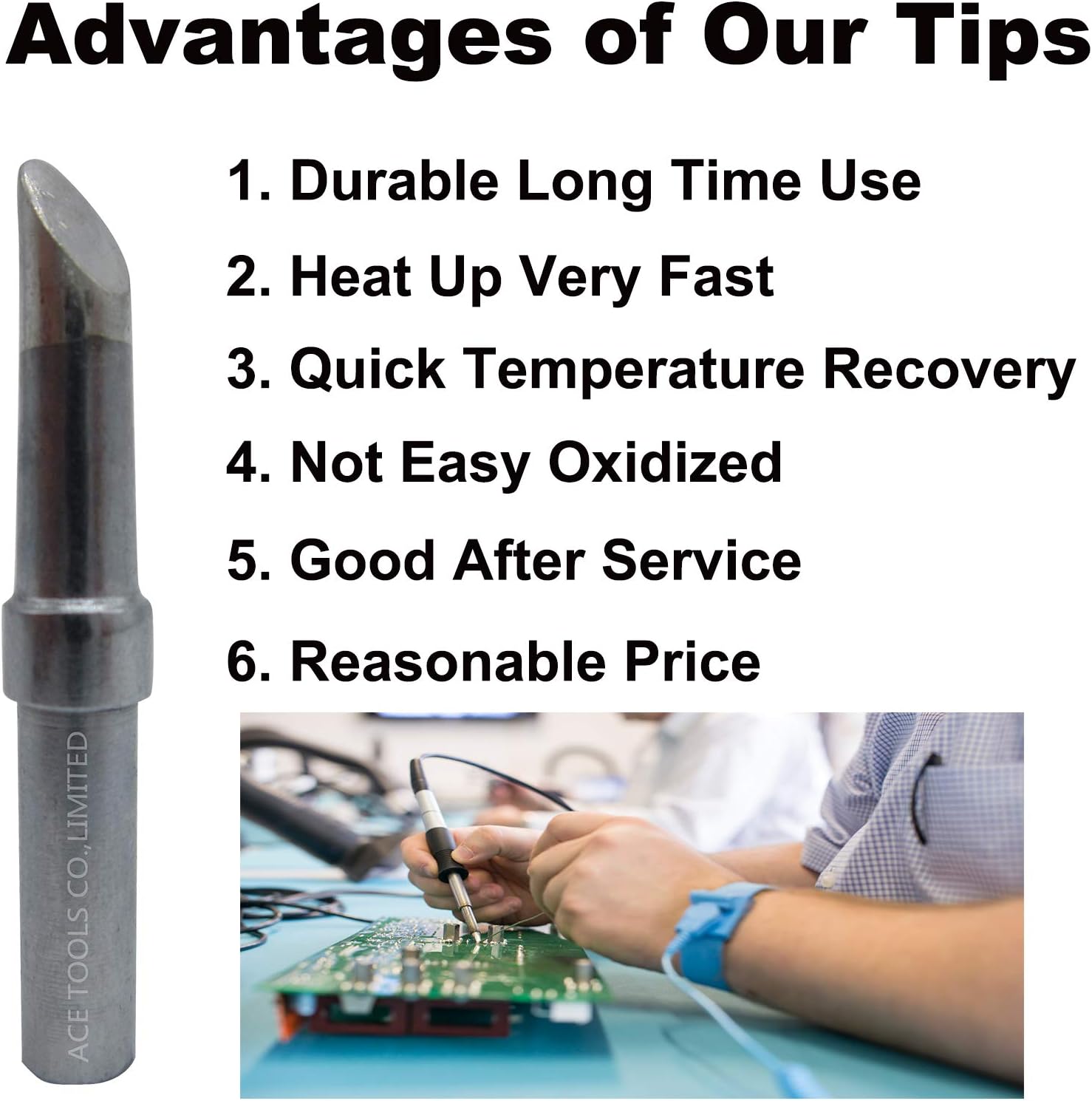 ETDD Bevel Single Flat Soldering Tip 0.181" / 4.6mm for WESD50 WES50 WESD51 WES51 PES50 LR20 PES51 LR21 WE1010NA (WE1010EU WE1010EDU) WE1010 WECP ACE Brand Solder Iron Handle Tips (20)