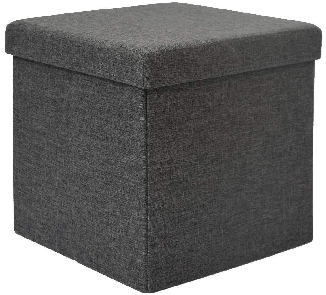 DuneDesign Contenitore - 38x38x38 cm - Pouf pieghevole con coperchio imbottito - Sgabello poggiapiedi Tavolino Contenitore stabile - Capacità 42 l - Installazione Salotto Camera da letto Ingresso
