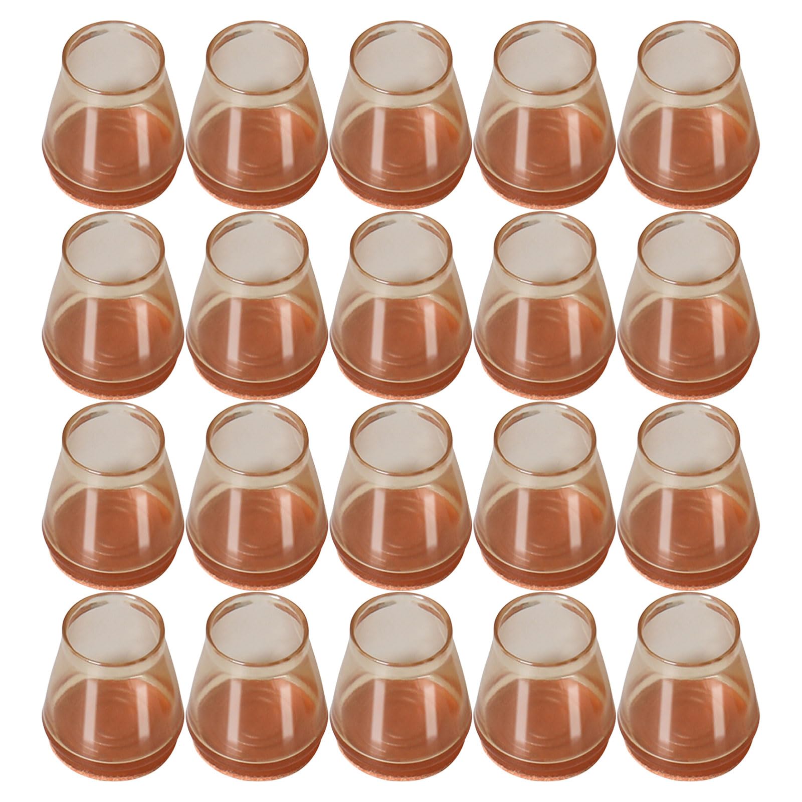 Kalttoy Brown 20Pcs Thickened Chair Leg Protectors Chair Leg Covers Caps With Felt Pad Hardwood Floor Soft Pad Covers Noise Reduction Furniture