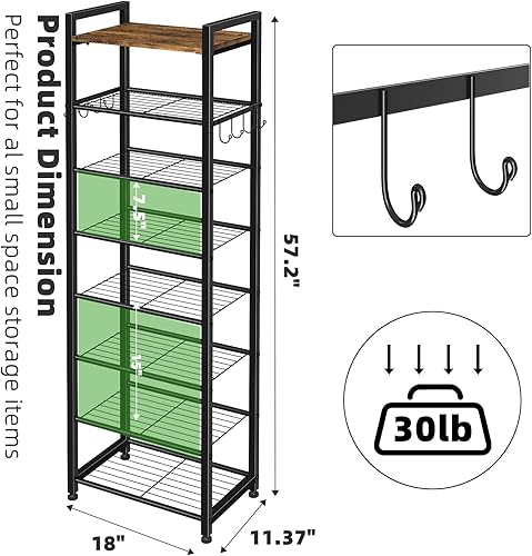 Miniatura 2 de Simple Trending Zapatero de 8 niveles, 16 pares de estantes altos de madera para zapatos con ganchos para armario, organizador de entrada, armario