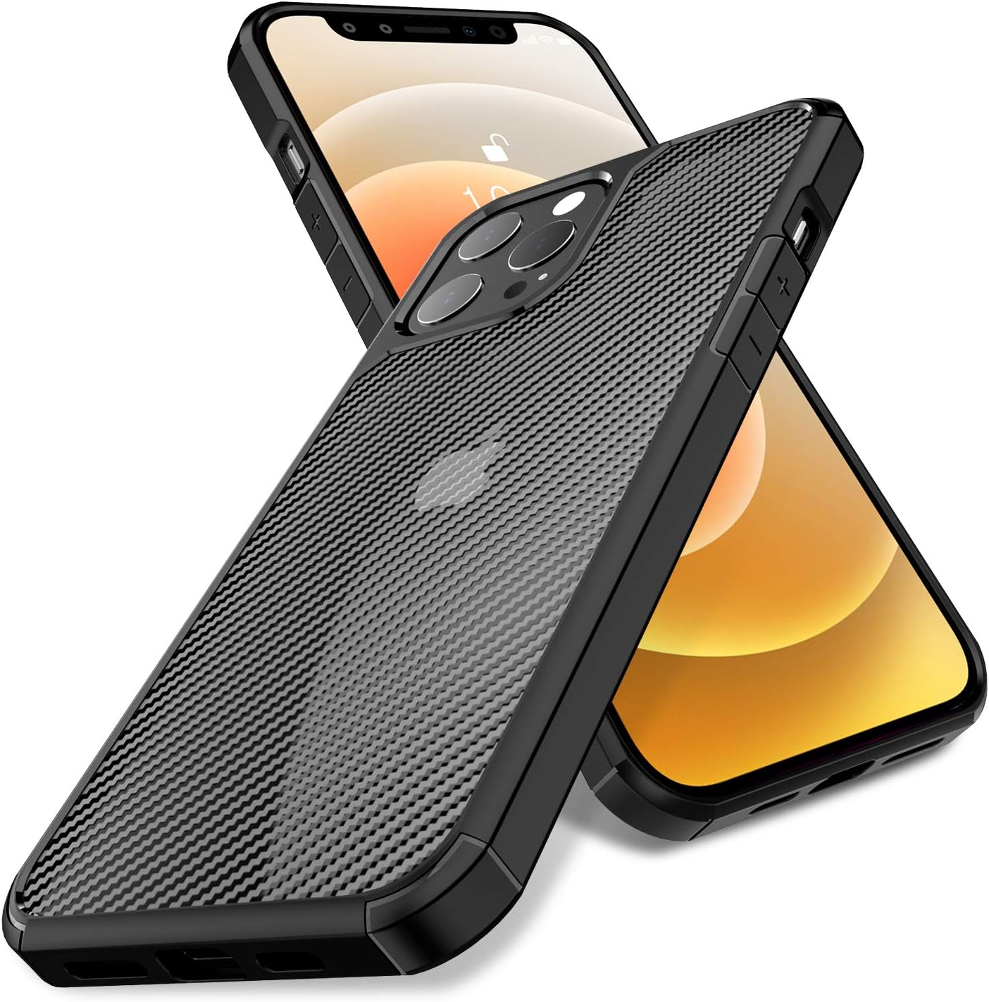 SUPERONE Compatible with iPhone 12 / iPhone 12 Pro Case Cover 6.1 inch, Frosted Translucent iPhone Case with Luxury Carbon Fiber Finish & Soft TPU Bumper [Military Grade Drop Tested]