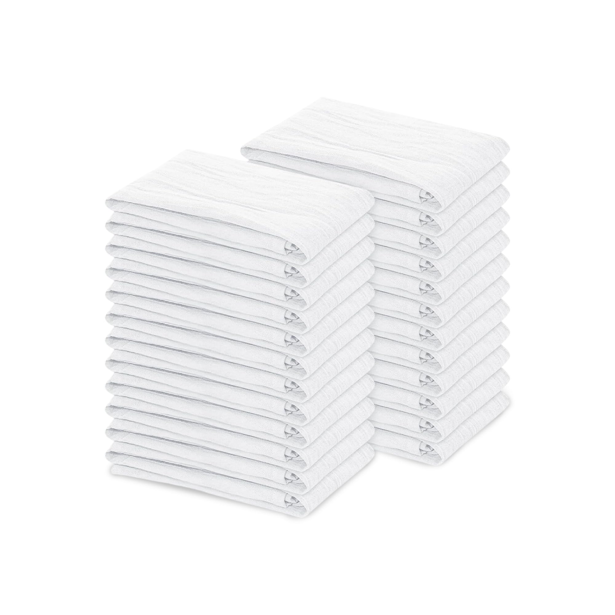 Weave Essentials 24pc Flour Sack Towels - 100% Cotton Tea Towels for Kitchen, Highly Absorbent Washing Up Cloths for Dishes, Lightweight, Premium Quality Durable Soft Feel Fingertip Flour Sack | White