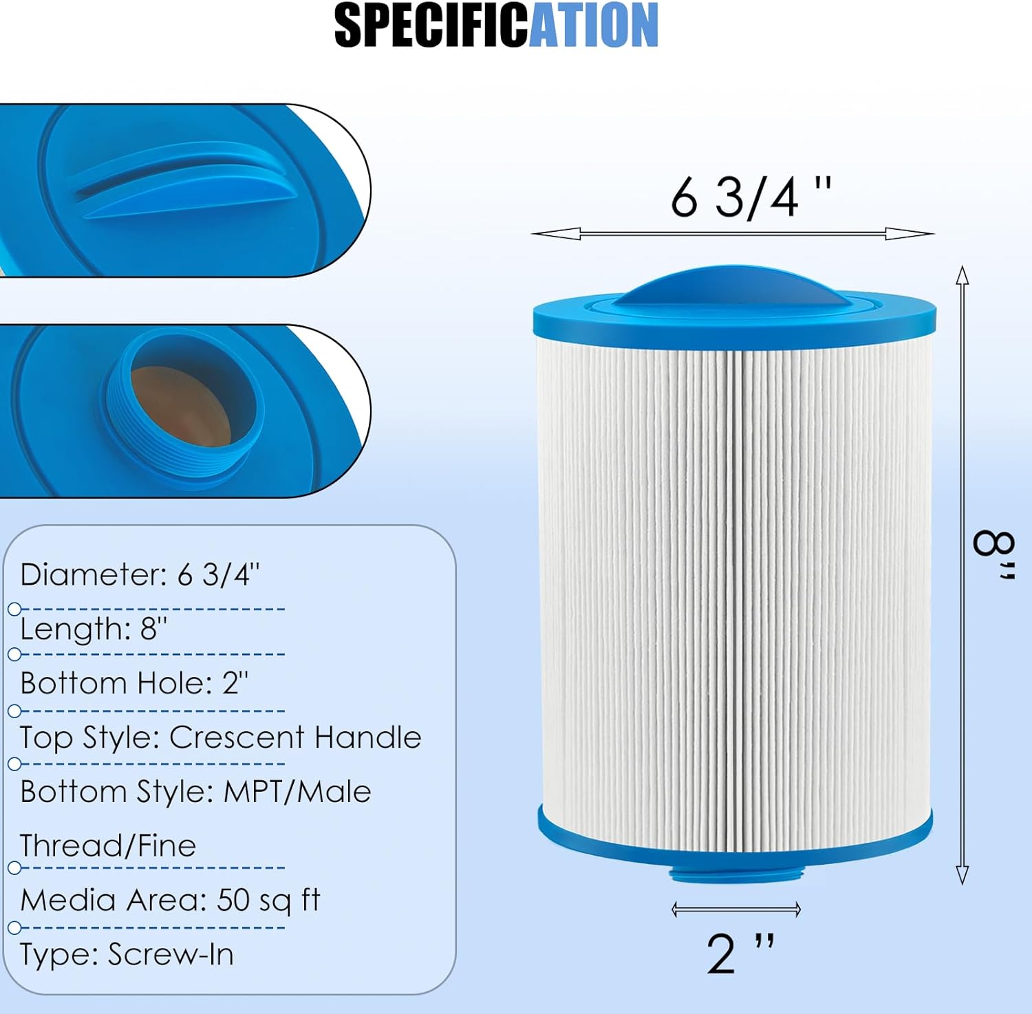 PAS50SV Hot Tub Filter for Artesian Spas 50, 06-0052-12, 06-0055-12/ Unicel 6CH-502/ TidalFit EP-12, EP-14 and OEM FC-0311, FC-0313/ M60506