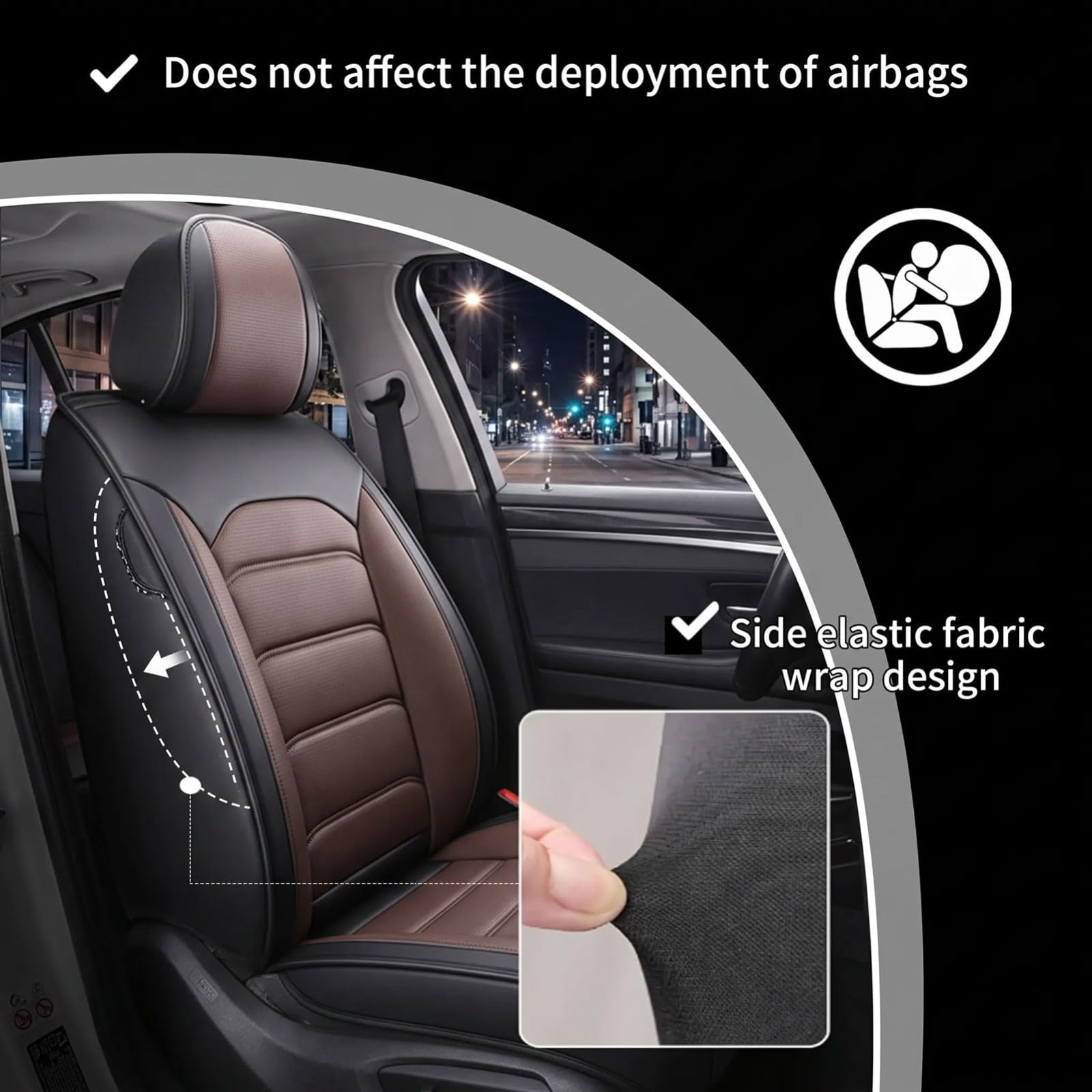 Auto Sitzbezüge Leder Autositzbezüge Allwetter Wasserdicht Atmungsaktiv Vorne und Hinten Schonbezüge für Autositze mit Airbag-Kompatibel【Für Honda CR-V,Braun】