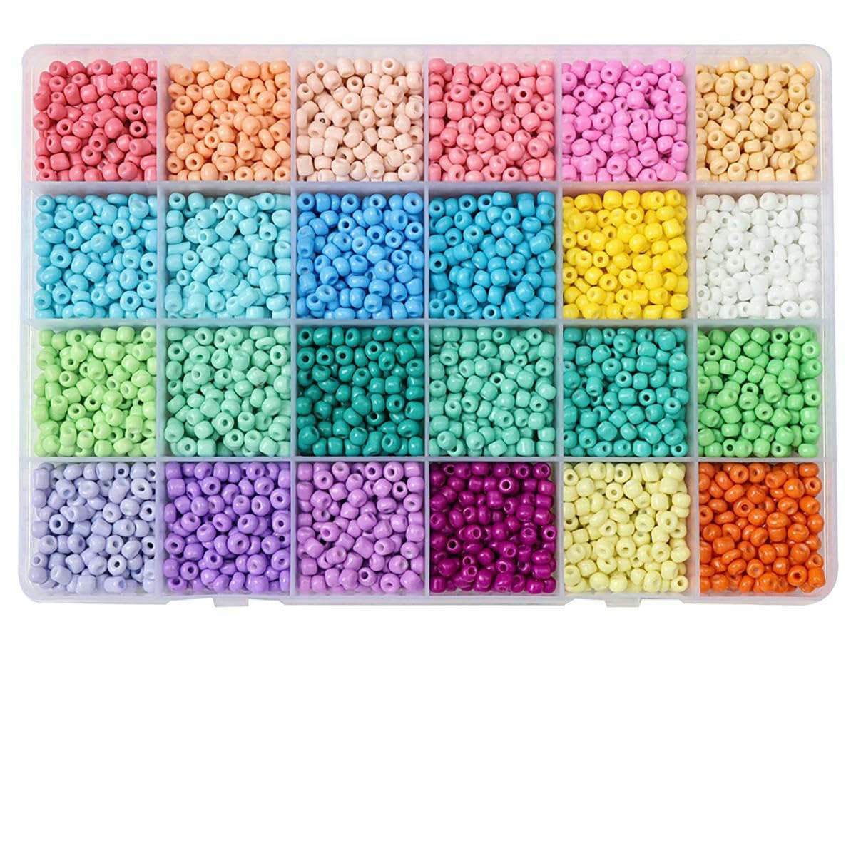 Juego de 24 cuentas de arroz con pintura de color sólido para hacer joyas, pulseras, collares y accesorios, 15 g/cuadrícula, 3/4,0 mm (aproximadamente 1600/12000 unidades - D03, 3600 unidades)