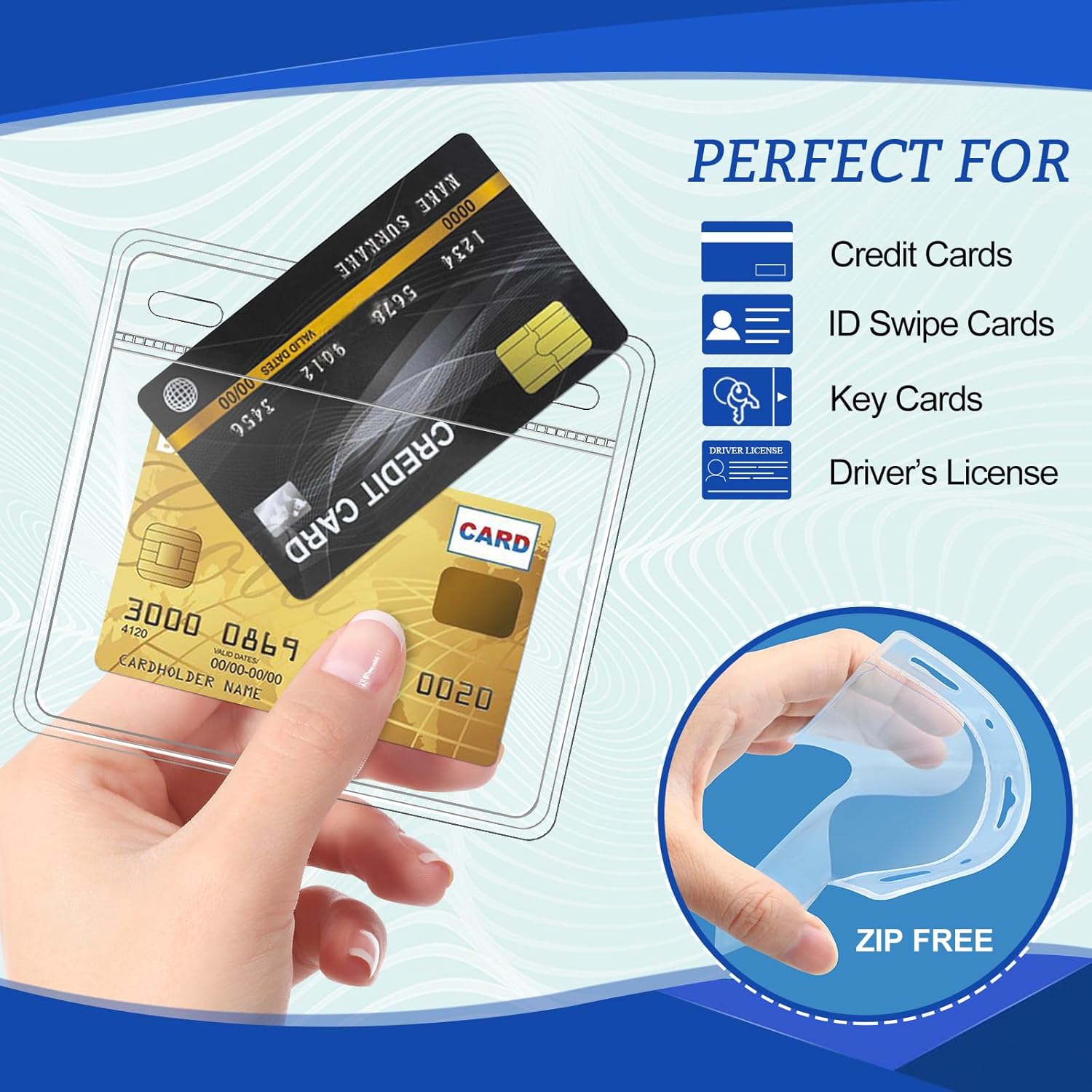 100 Pcs Card Protector ID Name Badge Holder 4 x 3 Inches Clear Plastic Horizontal No Zipper ID Card Holder - Image 4