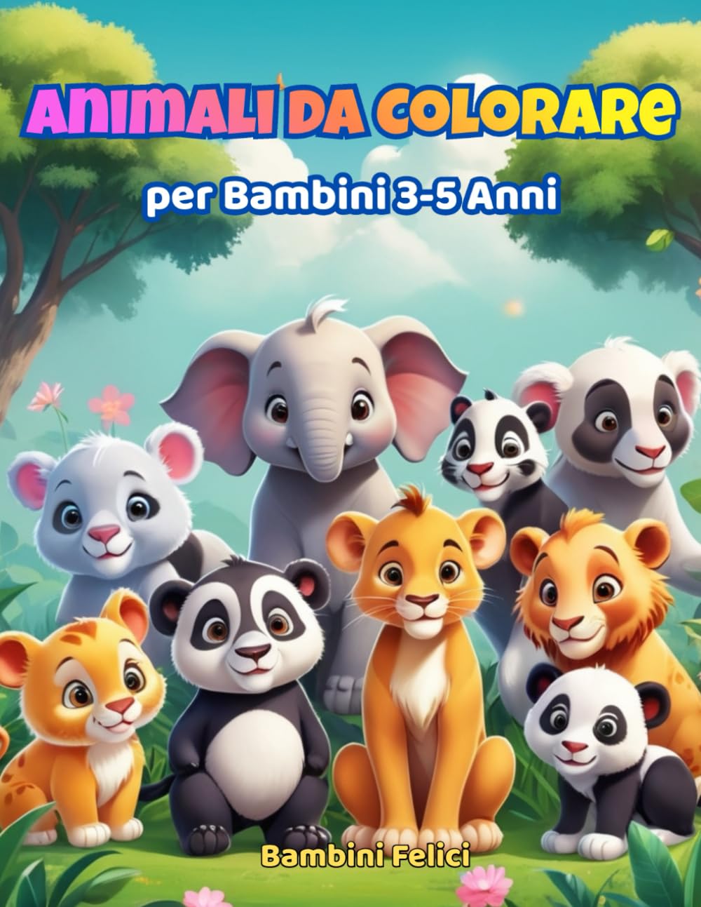Animali da Colorare per Bambini 3 5 anni: Disegni grandi e facili 50+ animali carini Divertimento creativo per la scuola dell'infanzia