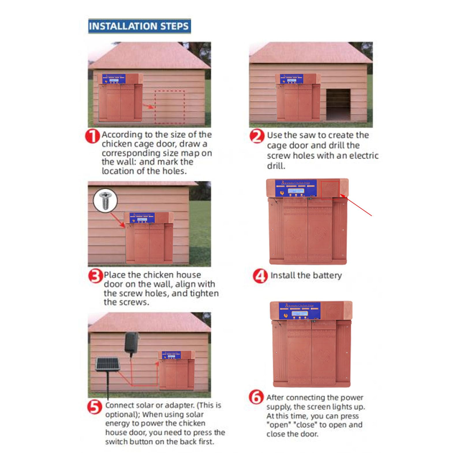 Lavishness Porta automatica per pollaio ad energia solare con timer e infrarossi (Bronzo)