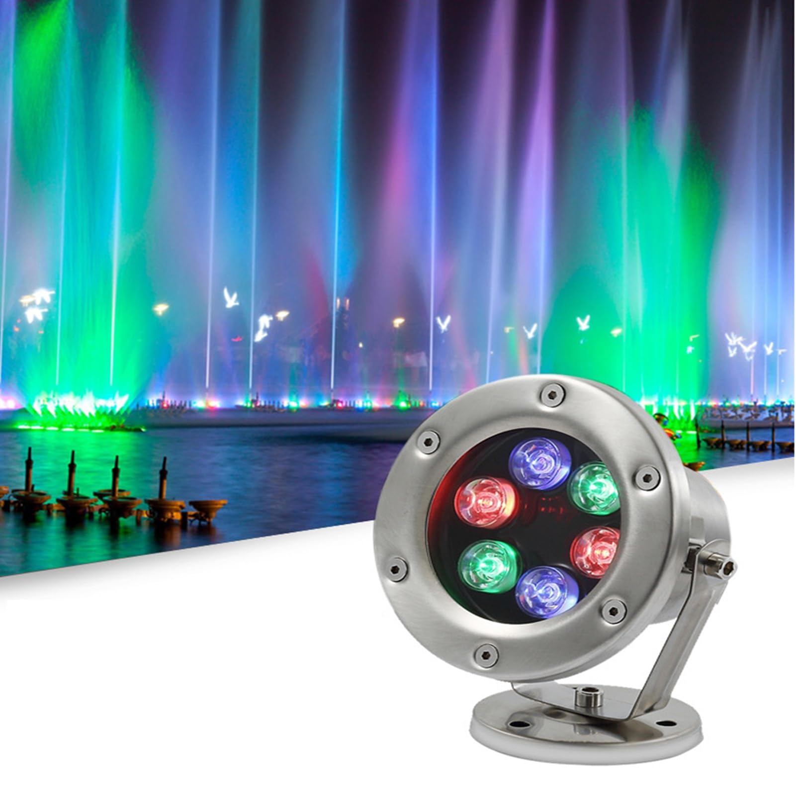Lgjegd Rgb Ip68 Waterproof Led Pond Light 12V Underwater Spotlight Low Voltage Fountain Lighting For Garden Fountains Outdoor Landscape