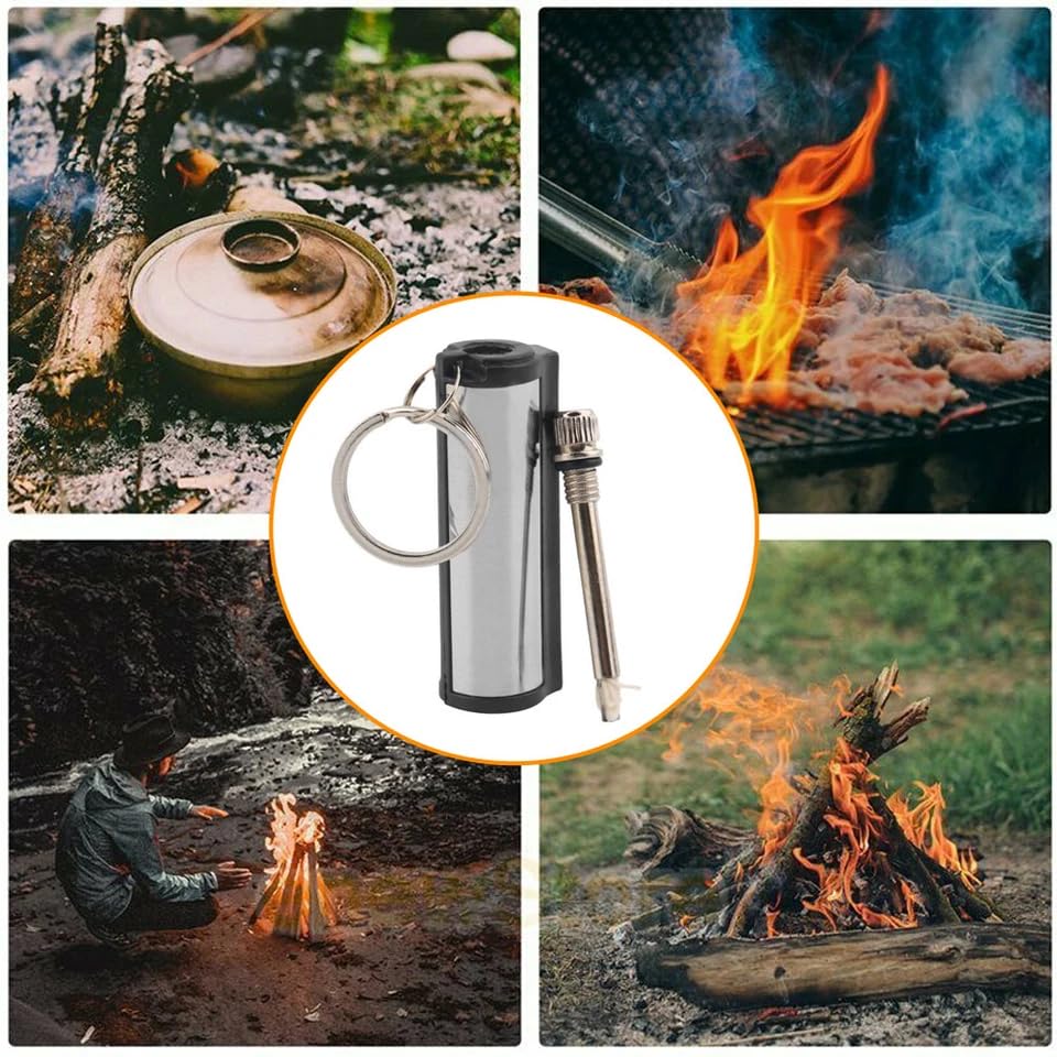 Image of Smoke King Trek Match Striker Kerosene Lighter | Waterproof Refillable Flint Fire Starter Keychain | Metal Survival Tool (Fuel Not Included)