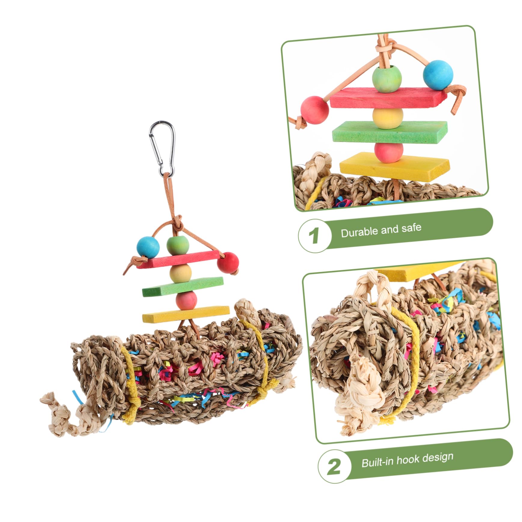 VANZACK 2pièces Parrot Toy Bois pour Oiseaux Jouet à Mâcher Suspendu pour Perroquets Et Oiseaux Accessoire De Jeu Sécurisé Et Amusant