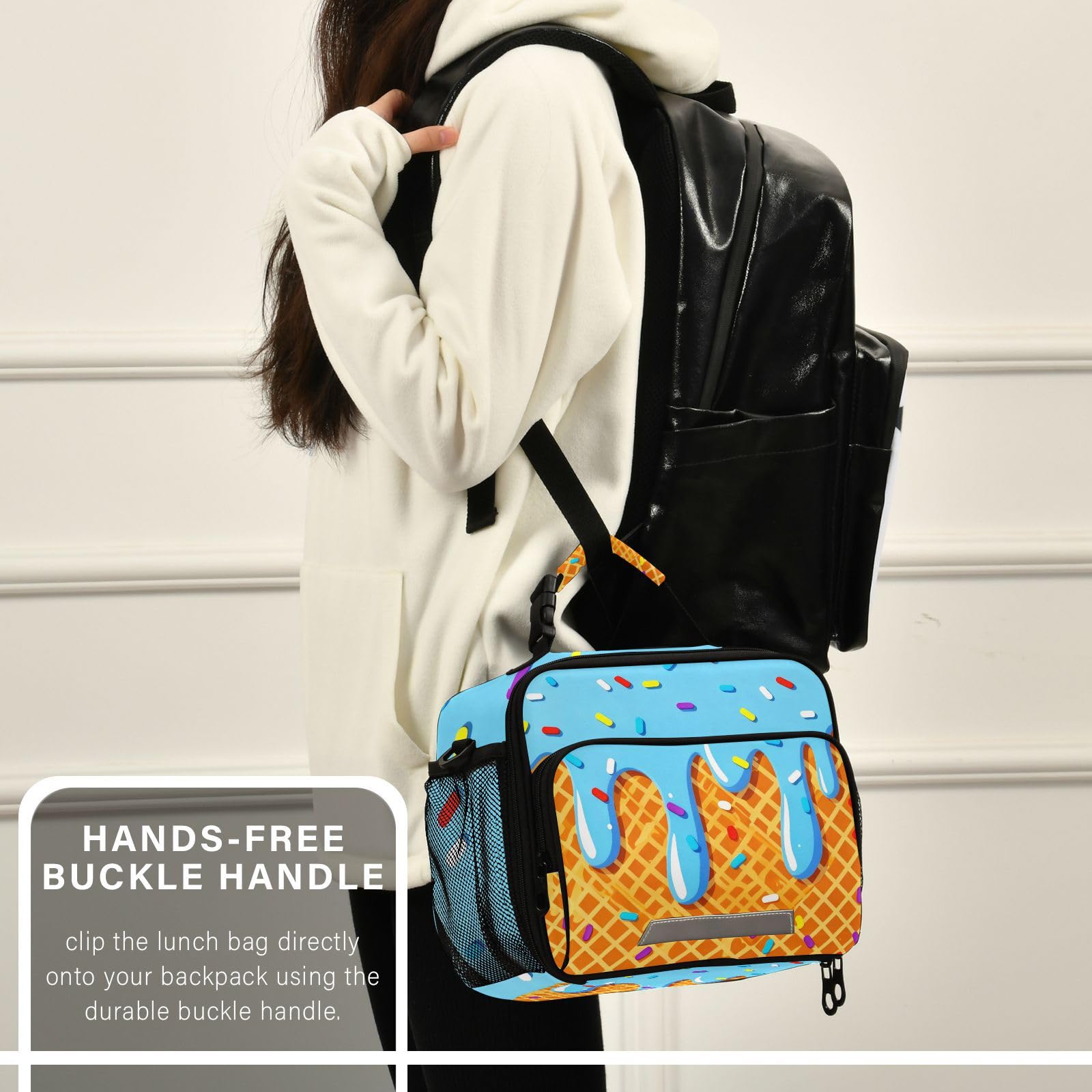 Amazon.com: KOCOART Blue Ice Cream Lunch Bag for Women Men