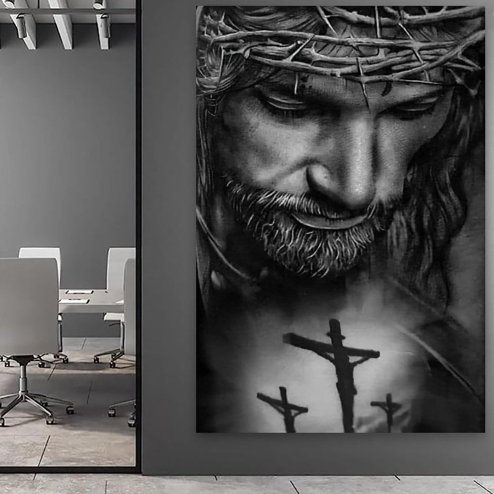 SHYAMIC Christian Jesus Canvas Wall Art, Jesus Landscape Religious Poster Motivational Large Wall Décor Christ Bible Artwork for Bedroom Modern Home