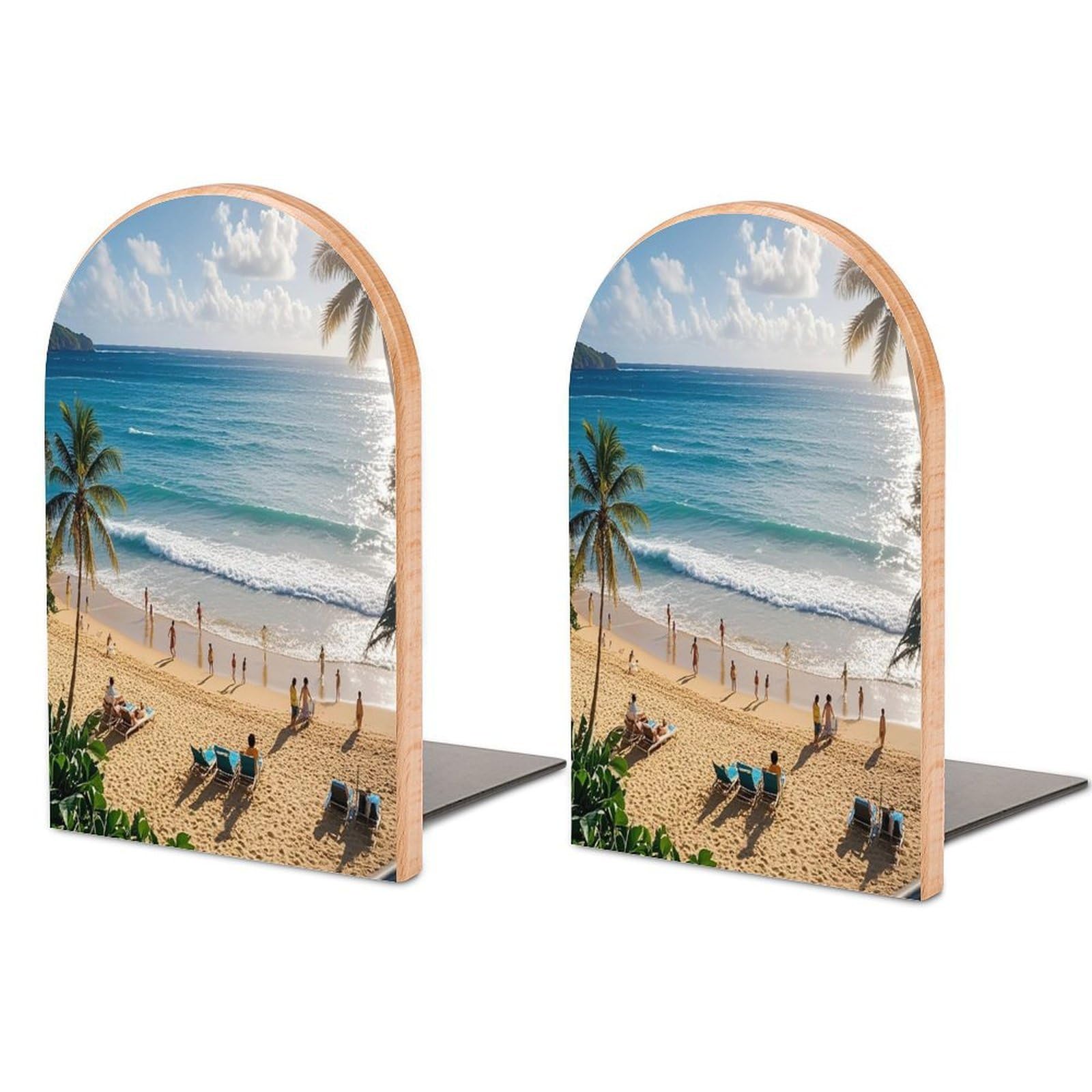 Sujetalibros decorativos de madera con diseño hawaiano resistente