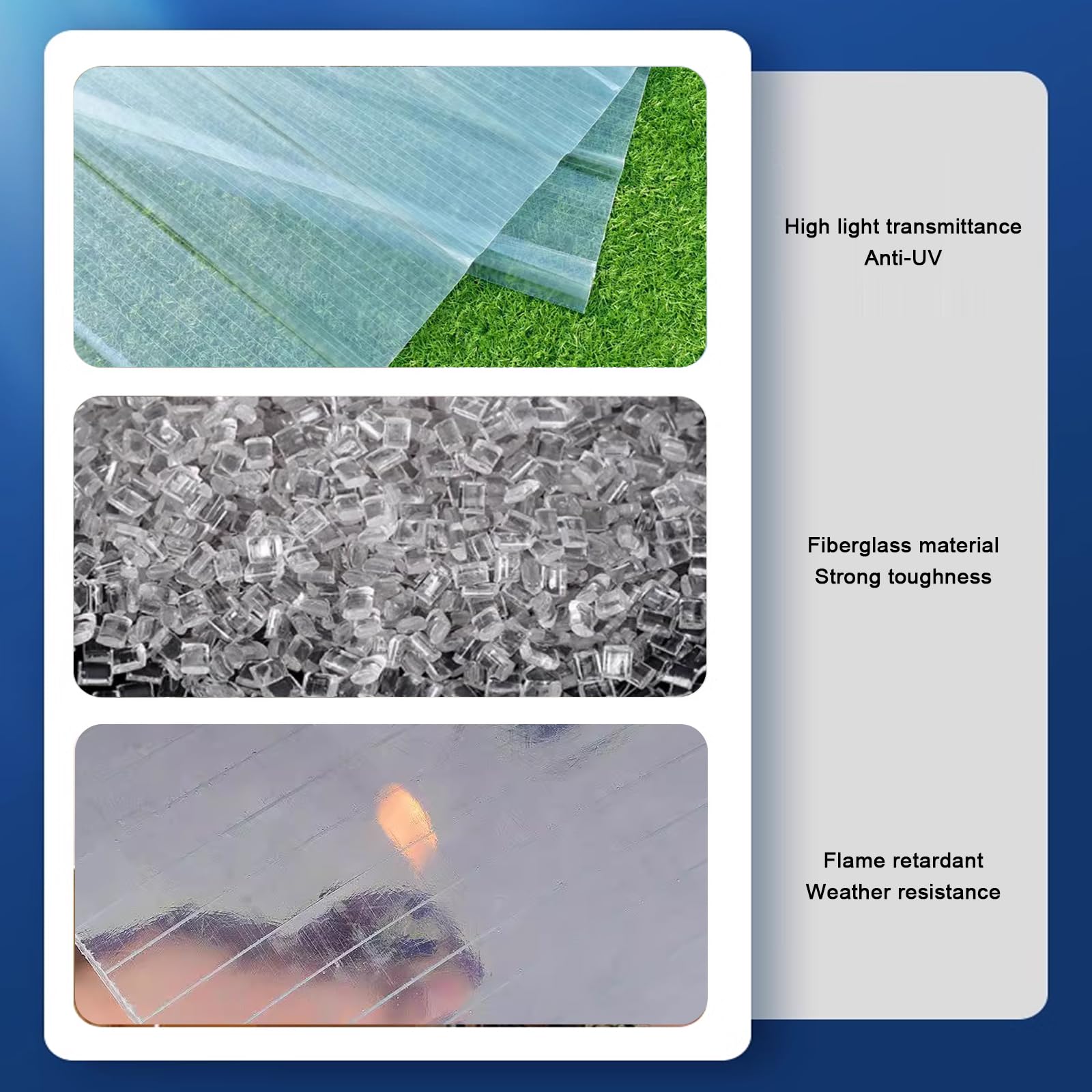 Pannelli per lucernari in Fibra di Vetro termoisolanti da 1,2 mm, tegole Impermeabili per pareti, soluzioni edilizie per Esterni, perfette per capannoni e Serre