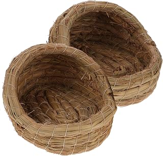Toyvian 2pcs Woven Chicken Laying Nest Bed Natural Straw Material Nest for Pets Cozy Sleeping House for Chickens for Laying and Breeding