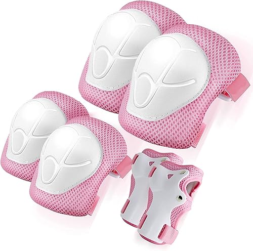 Miniatura 9 de JeeFree Juego de casco de bicicleta con rodilleras, coderas, muñequeras, casco ajustable para niños pequeños y jóvenes, casco de bicicleta con