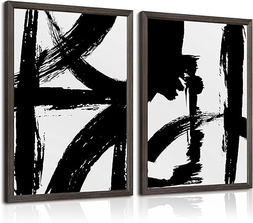 Arte de pared en blanco y negro, pintura moderna abstracta de línea minimalista, arte de pared de lienzo decorativo, póster en blanco y negro,