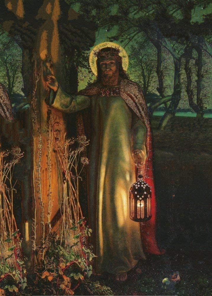 RPW Roystone Print Works William Holman Hunt 'Light of The World', England, 1851, Reproduction 250gsm Gloss A4 & A3 Vintage Art Poster (A4)