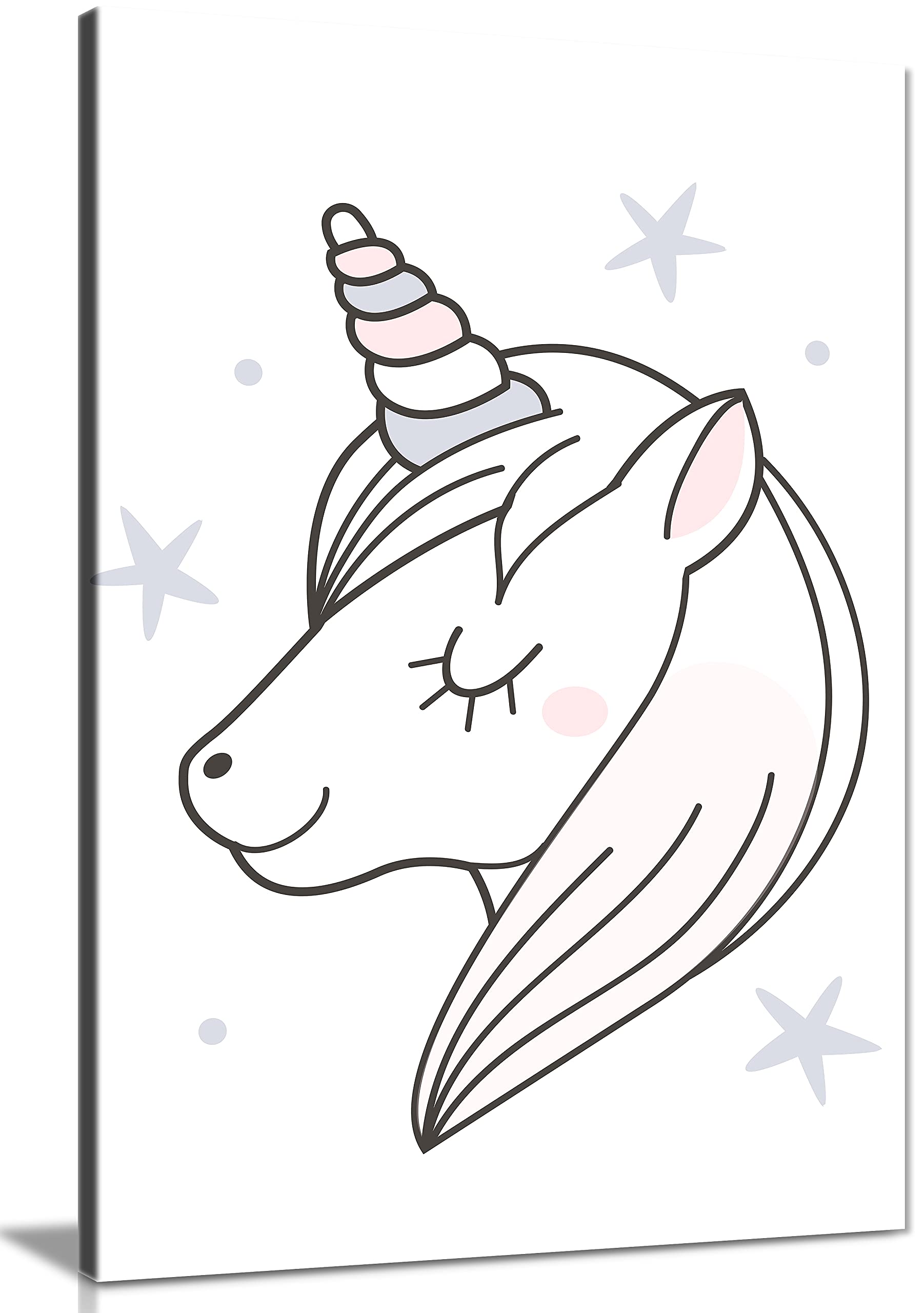 Panther Print Pastel Unicorn Canvas Wall Art For Baby Room, Framed Pictures For Kids Bedroom, Ready To Hang Nursery Decor, Art Prints For Special Occasions (36X24 Inch)