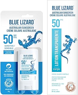 BLUE LIZARD SPF 50 Duo Pack, Featuring Sheer Mineral Sunscreen, Non-Greasy Sunscreen Lotion and a Travel-Size Fragrance-Fr...