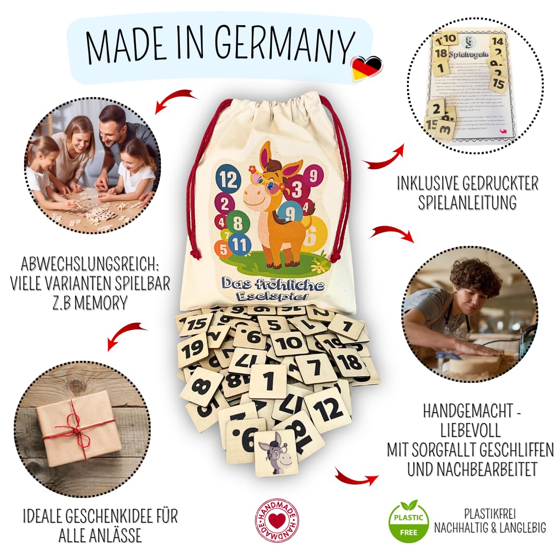 Mutou Das Eselspiel 2.0 ECKIG 121 Teile Holz Familienspiel Lernspiel