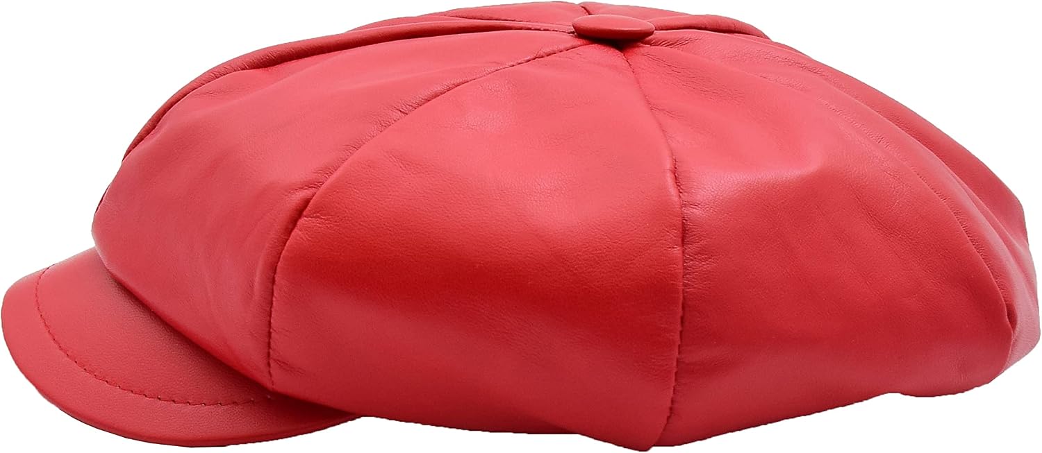 A1 FASHION GOODS Womens Soft Leather Baker-boy Cap Classic Headwear Colours Black Brown Red White