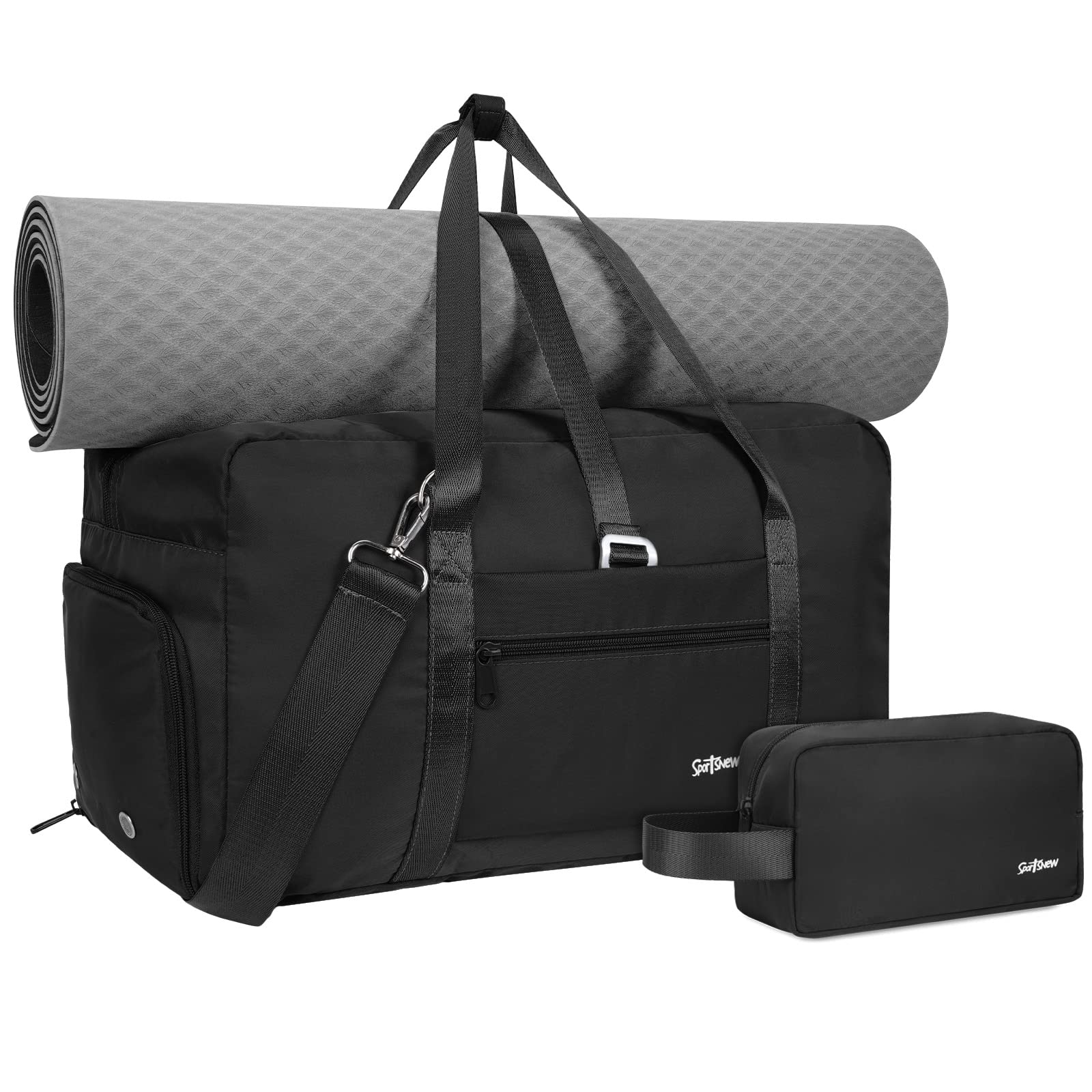 Sports Bag Women's Travel Bag with Shoe Compartment & Wet Compartment and Toiletry Bag Yoga Bag Training Bag Men's Gym Bag Fitness Bag Black