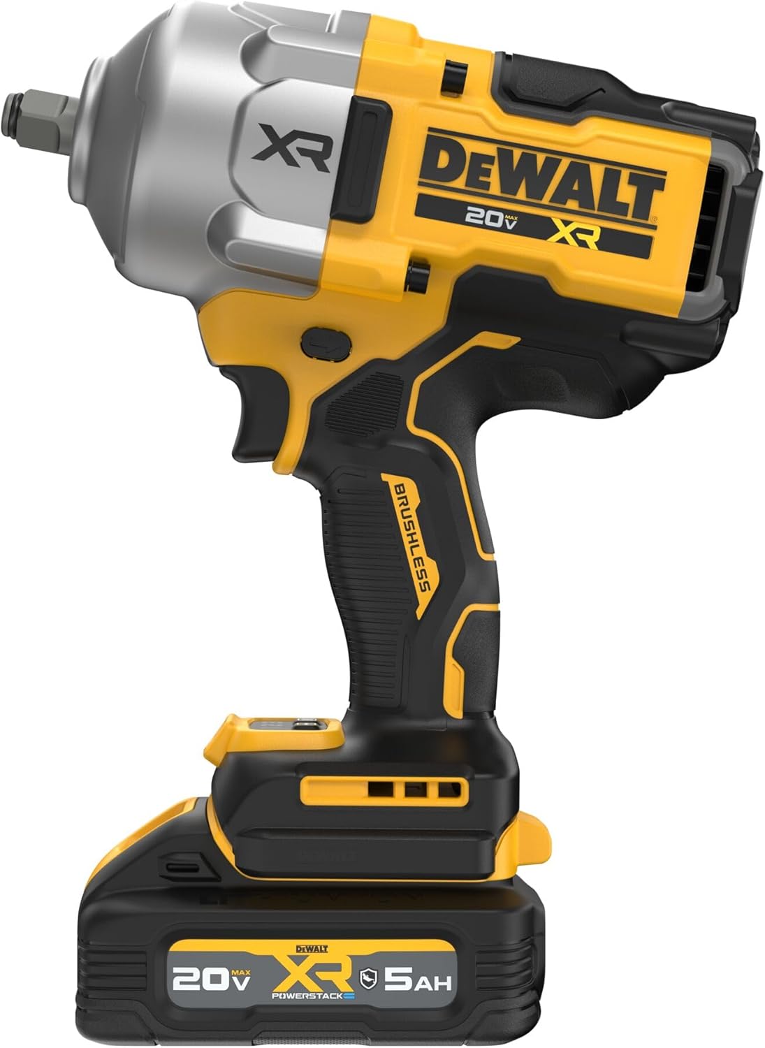 DEWALT 20V MAX XR Cordless Impact Wrench Kit, 1/2” Hog Ring, High Torque, Brushless, Includes POWERSTACK Battery and Charger (DCF961GH1)